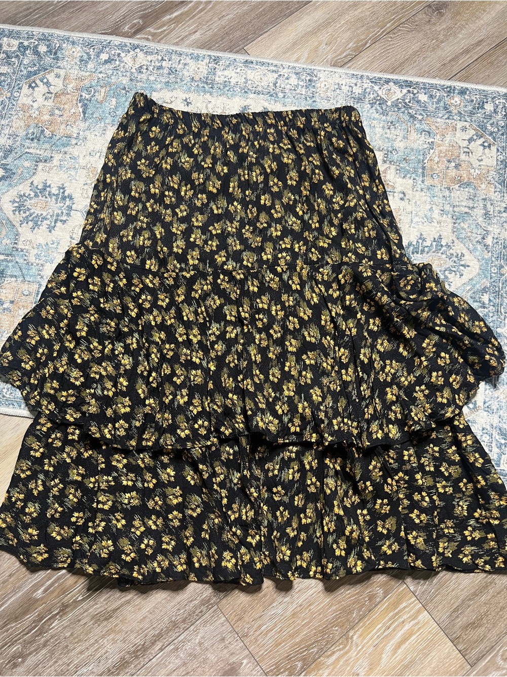 Evanna petites Striped Black & Gold Double-Breasted Blazer Jacket & Skirt Set